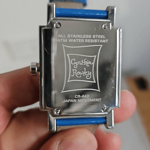 Cynthia Rowley Watch CR442 Multicolor Face Blue Leather Band Silver Steel Case - Picture 5 of 5